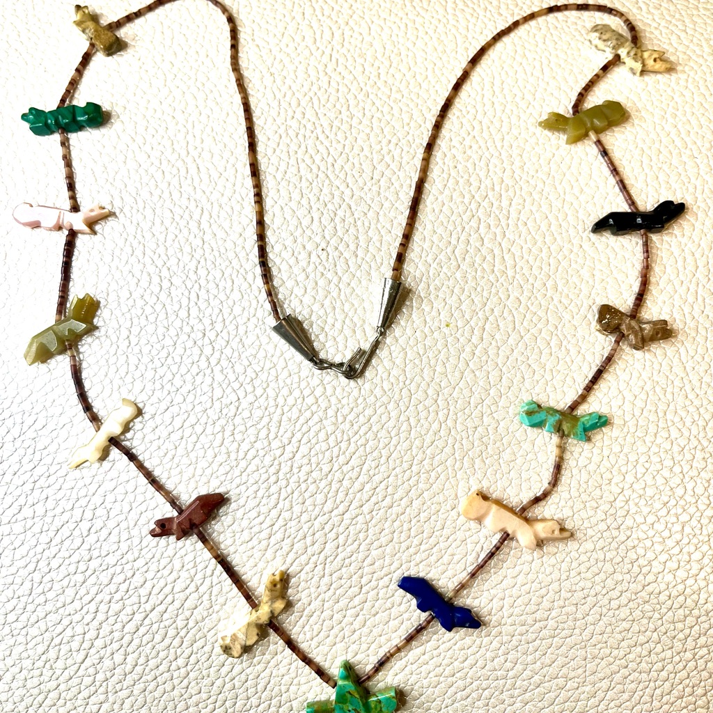 Vintage Zuni Carved Stone Animal Fetish Necklace
